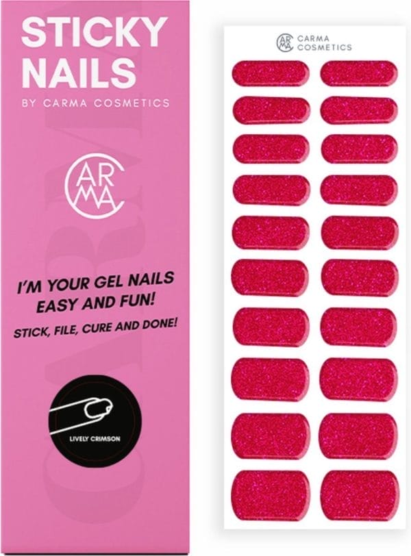 Sticky nails lively crimson (rode glitter gelpolish stickers)