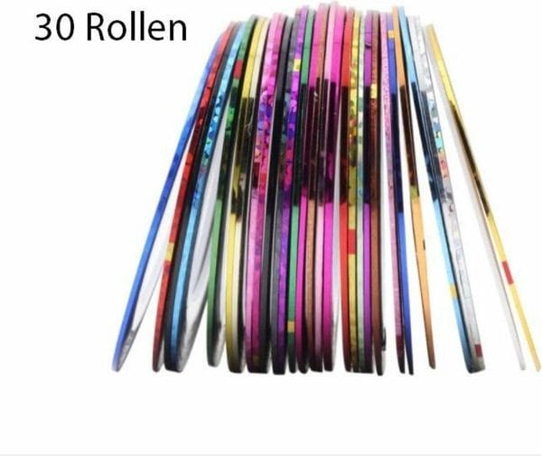SVH Company 30 Rolletjes Nail Art Striping Tape - Decoratie Sticker Nagel - Multicolor Gemengde Kleuren