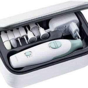 Sanitas SMA 36 Elektrische nagelvijl - Nagelfrees - Elektrische Manicure en Pedicure set - 7 Opzetstukken - Opbergtas - 2 Standen - Links- en rechtsdraaiend - 2 Jaar garantie - Wit/groen