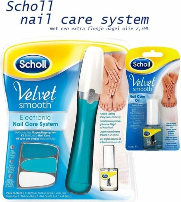 Scholl velvet smooth elektrisch nagelvijl blauw + extra flesje nagelverzorgingsolie - 7. 5 ml