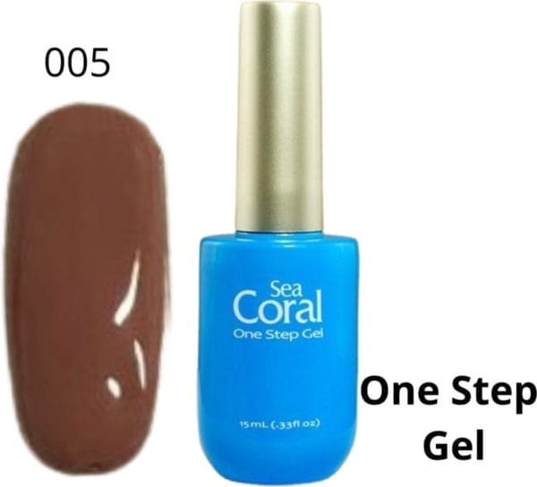 Seacoral one step no wipe gellak - gel nagellak - gelpolish - geen plaklaag - zónder kleeflaag, geschikt voor uv en led - bruin 005