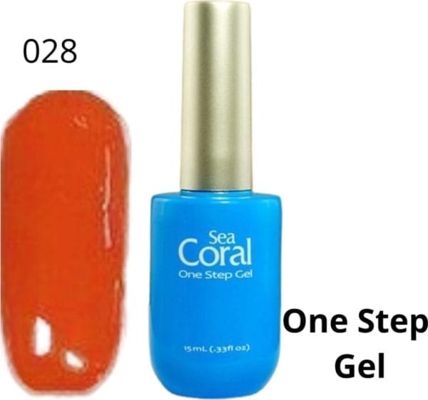 Seacoral one step no wipe gellak - gel nagellak - gelpolish - geen plaklaag - zónder kleeflaag, geschikt voor uv en led - oranje 028