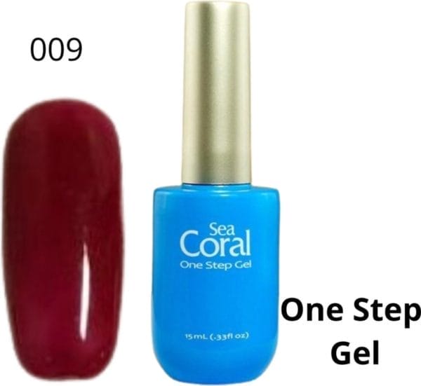 Seacoral one step no wipe gellak - gel nagellak - gelpolish - geen plaklaag - zónder kleeflaag, geschikt voor uv en led - rood 009