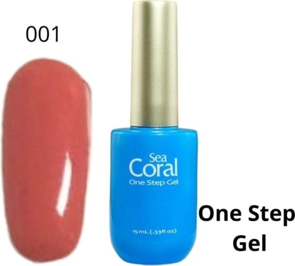 Seacoral one step no wipe gellak, gel nagellak, gelpolish, zónder kleeflaag, uv en led, kleur 001
