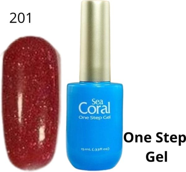 Seacoral one step no wipe gellak, gel nagellak, gelpolish, zónder kleeflaag, uv en led, kleur 201