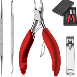Set voetnageltangen, nagelschaar, nageltang, 4 stuks roestvrij stalen voetnagelknipper met dubbelzijdige nagelvijl en nagelschaarset, reparatie voor dikke en ingegroeide teennagels, paronychie