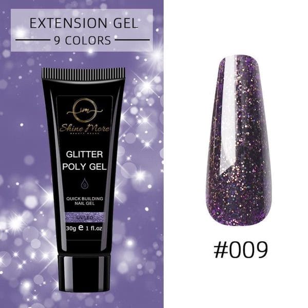 Shinemore Polygel Gel nagels 30 Gram Tube Full Purple Glitter