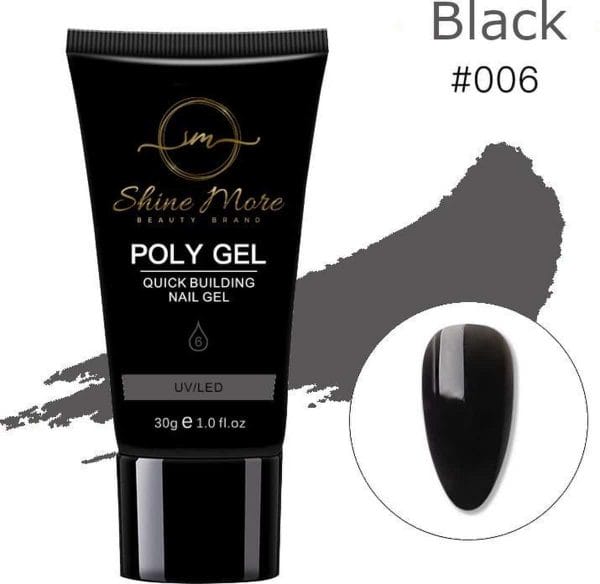 Shinemore Polygel Gel nagels 30 Gram Tube Solid Black