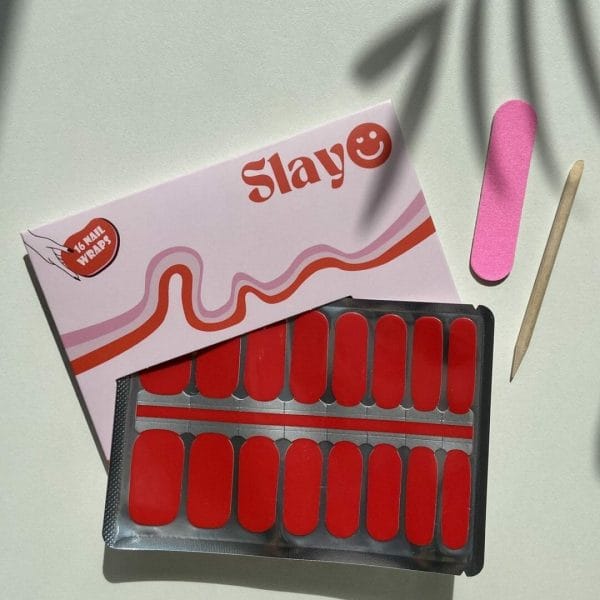 Slayo - nail wraps -- romantic red -- nagel wraps - nail stickers - diy - nail art - nagelstickers - geen lamp nodig