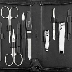 Solingen Duitsland manicure set van 12 stuks, professionele pedicure tool, nagelkit gemaakt in Duitsland, verzorgingsset, hoge kwaliteit synthetisch lederen etui, ideaal voor reizen