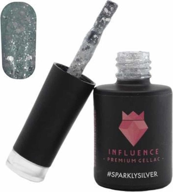 #sparklysilver - influence gellac - uv/led gellak - gel nagellak - gel lak - nailart - zilver - glitter - 10 ml