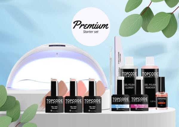 Topcode cosmetics gellak starterspakket met lamp - premium starter set - gellak mcps04 - incl. 3 nude kleuren