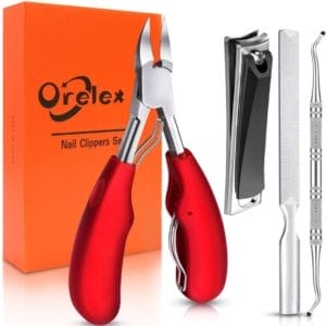 Teennagelknipperset, scherpe nagelknipper voor ingegroeide sterke teennagels, roestvrijstalen pedicure nagelknipper, scherp groot mes, zacht handvat, set van 4 teennagels nagelschaartje