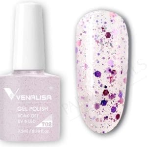 Venalisa - 702 - Purple Sparkle - Luxe Glitter Gellak - Gel Nagellak - Paars met Glitters - Perfect Purple Gellak - !! Limited Edition !!