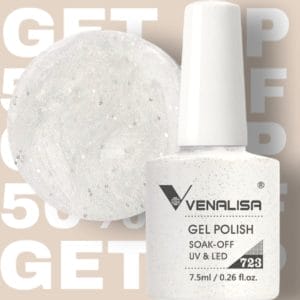 Venalisa - 723 - White Sparkle - Luxe Glitter Gellak - Gel Nagellak - Marble Wit met Glitters - Gellak - !! Limited Edition !!
