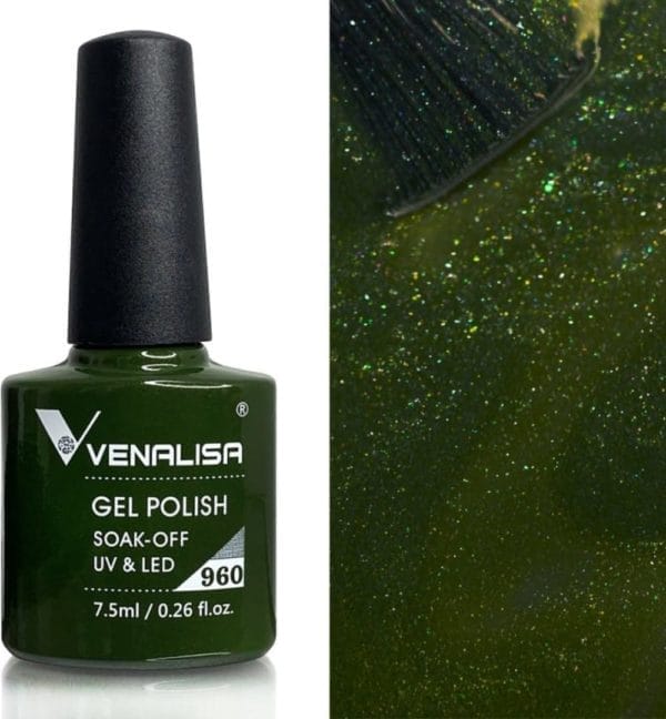 Venalisa - 960 - emerald green - sparkle - gel nagellak - gellak - glitter - groen