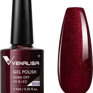 Venalisa Gellak Bordeaux Rood - Glitter - 7.5 ml - Bordeaux Gellak - Rode Gellak - Gellak Rood - Gellac Rood - Gellak Kleuren - Venalisa Gellak - Gellak Nagellak