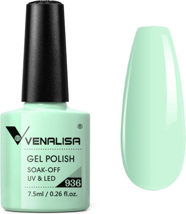 Venalisa gellak groen - 7. 5 ml - pastel groene gellak - gellak licht groen - mint gellak - gellak pastel - gellak groen - gellak pastel kleuren - gellak kleuren - gellak nagellak