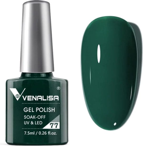 Venalisa gellak groen - donker - 7. 5 ml - groene gellak - gellak donkergroen - donkergroene gellak - gellac groen - gellak kleuren - venalisa gellak - gellak nagellak