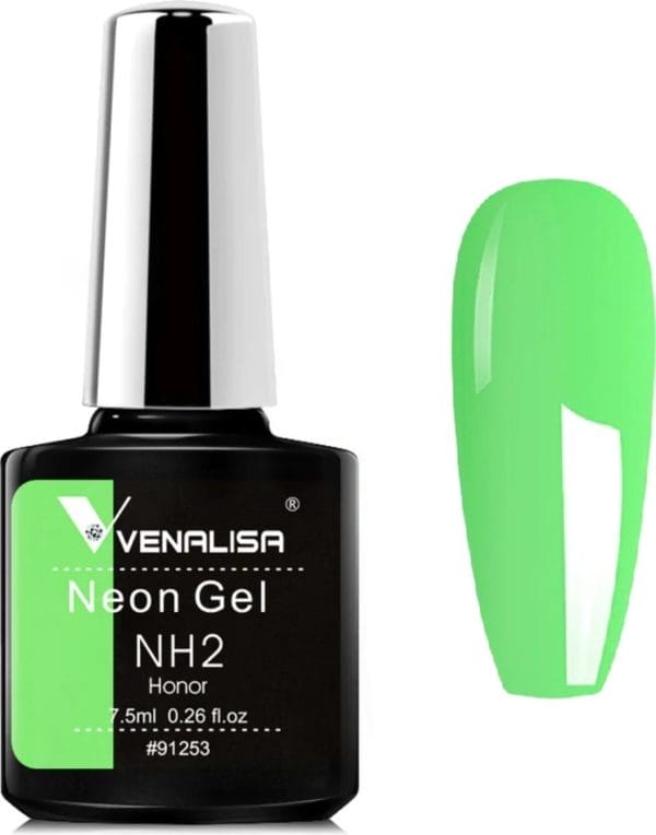 Venalisa gellak groen - neon - 7. 5 ml - gellak neon - gellac neon - gellak neon groen - groene neon gellak - gellak fluo - gellak fluoriserend - gellak felle kleuren - gellak kleuren - venalisa gellak - gellak nagellak