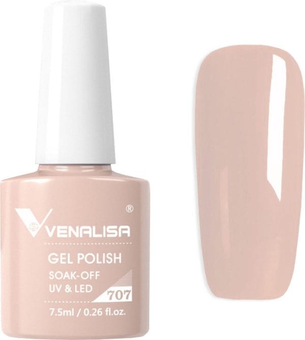 Venalisa gellak nude - 7. 5 ml - 707 - gellak naturel - gellak beige - gellak nude kleuren - gellac nude - gellak french - gellak french pink - gellak kleuren - venalisa gellak - gellak nagellak