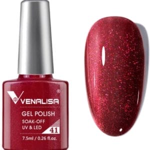 Venalisa Gellak Pearly Red - Glitter - 7.5 ml - Rode Gellak - Gellak Rood - Gellac Rood - Gellak Rood Glitter - Gellak Red - Gellak Kleuren - Venalisa Gellak - Gellak Nagellak