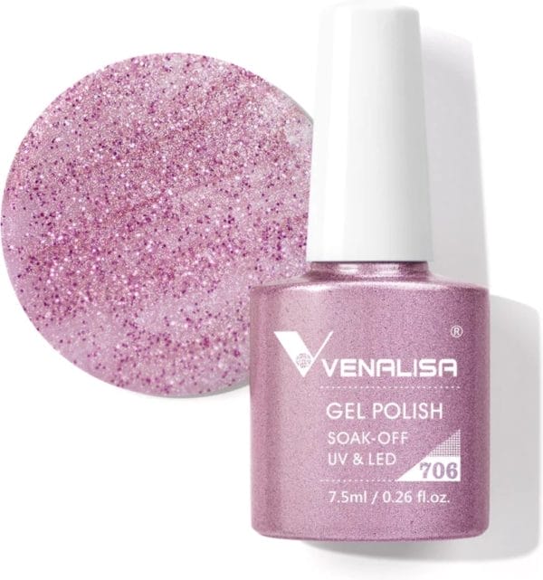 Venalisa gellak purple sparkle - 7. 5 ml - gellak paars glitter - paarse gellak - gellak glitter - gellak paars - glitter gellak - gellac paars - gellak kleuren - venalisa gellak - gellak nagellak