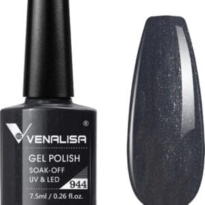 Venalisa Gellak Zwart - Metallic - 7.5 ml - Zwarte Gellak - Gellac Zwart - Gellak Metallic - Gellak Zwart Glitter - Gellak Kleuren - Venalisa Gellak - Gellak Nagellak