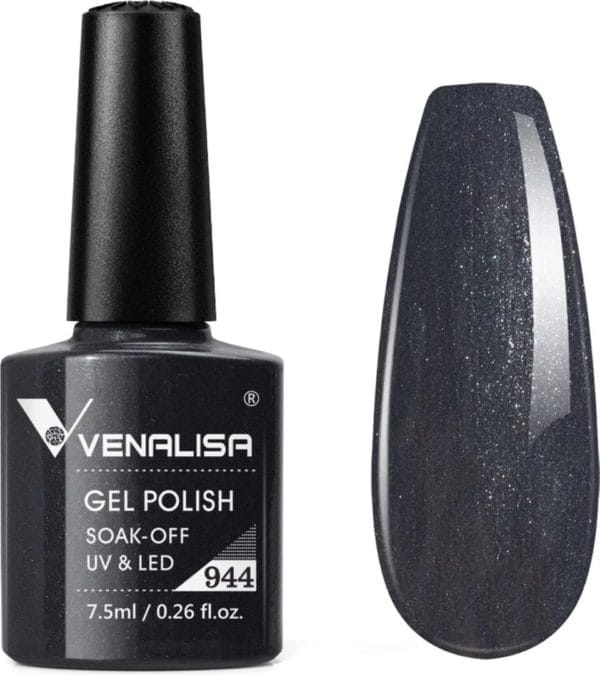 Venalisa gellak zwart - metallic - 7. 5 ml - zwarte gellak - gellac zwart - gellak metallic - gellak zwart glitter - gellak kleuren - venalisa gellak - gellak nagellak