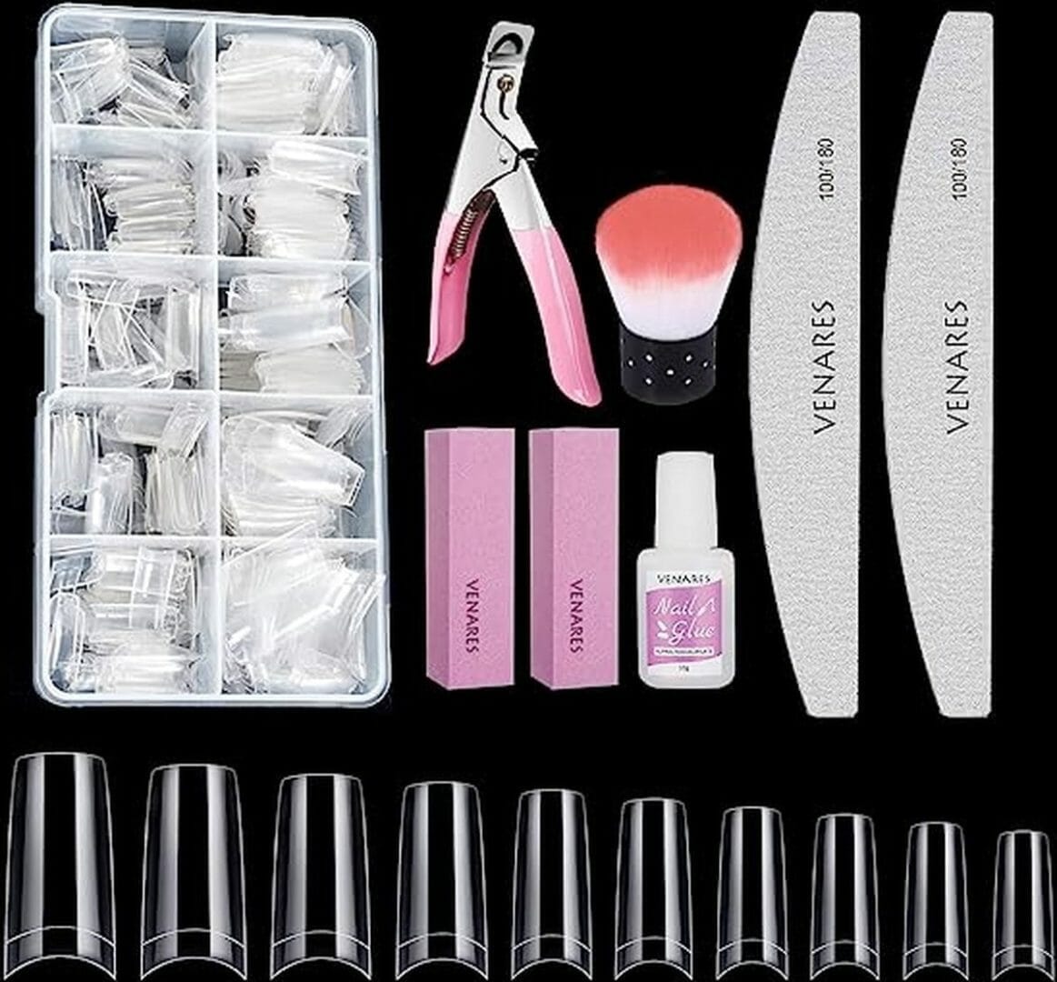 Venares nageltips voor gelnagels, 500 stuks venares acryl kunstnagels, 10 maten, nageltips met lijm, nagels, vijlen, nagelbufferblok, nagelborstel, nagelknipper (transparant) Venares nageltips voor gelnagels, 500 stuks venares acryl kunstnagels, 10 maten, nageltips met lijm, nagels, vijlen, nagelbufferblok, nagelborstel, nagelknipper (transparant)