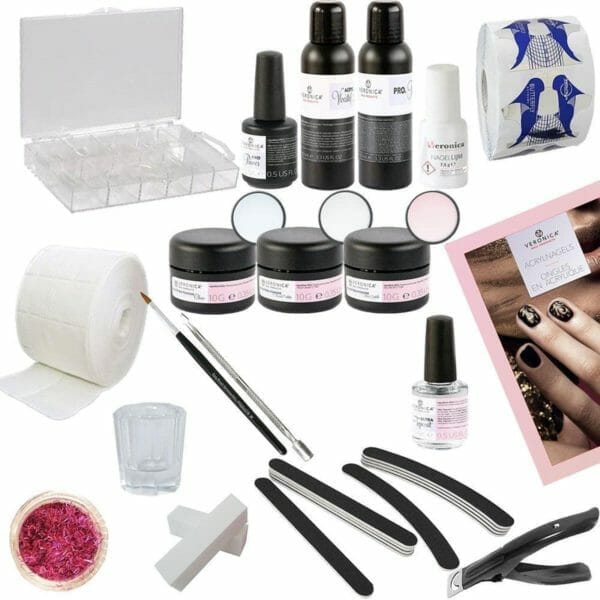 Veronica nail-products compleet starterspakket acrylnagels, kunstnagels starterset, beginnerspakket, incl. Handleiding in het nederlands