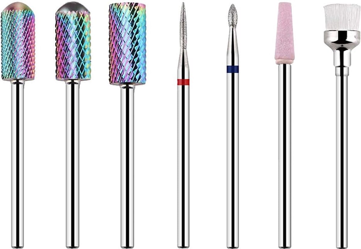 Vesfy nagelfrees bitjes set met houder - geschikt voor nagelfrees - 7 stuks - pedicureset - nagelvijl electrisch Vesfy nagelfrees bitjes set met houder - geschikt voor nagelfrees - 7 stuks - pedicureset - nagelvijl electrisch