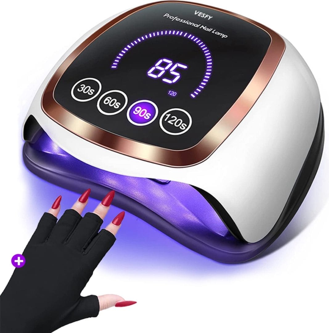 Vesfy uv lamp gelnagels met 1 paar uv handschoenen - 168 watt - 42 leds nagellamp - gellak Vesfy uv lamp gelnagels met 1 paar uv handschoenen en 168 watt - 42 leds nagellamp - gellak
