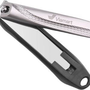 Viamart® - Professionele Nagelknipper - Nail Clipper - RVS - Nagelschaar - Pedicure - Teennagels en Vingernagels - Ergonomisch Ontwerp - Uitgerust met Vijl en Opvangbakje - Kleur: Titanium