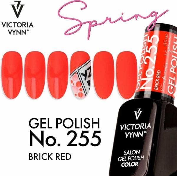 Victoria Vyn Gellak - Gel Nagellak - Salon Gel Polish Color - 255 Brick Red - 8 ml. - Rood