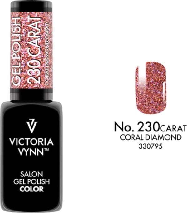 Victoria vynn - salon gelpolish 230 carat coral diamond - roze glitter gel polish - gellak - lak - glitters - nagels - nagelverzorging - nagelstyliste - uv / led - nagelstylist - callance