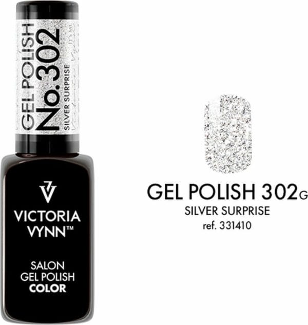 Victoria vynn - salon gelpolish 302 silver surprise (zilver) - zilveren glitter gel polish - gellak - glitters - nagels - nagelverzorging - nagelstyliste - uv / led - nagelstylist - callance
