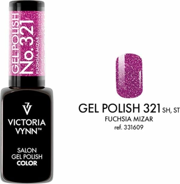 Victoria vynn - salon gelpolish 321 fuchsia mizar (flash glitters paars roze) - reflecterende gel polish - gellak - reflect - reflectie - glitter - nagels - nagelverzorging - nagelstyliste - uv / led - nagelstylist - callance