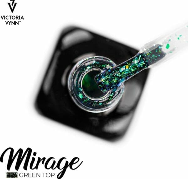 Victoria vynn - top coat green mirage no wipe 8ml - groene glitter topcoat - flakes - gellak - gelpolish - gel - lak - polish - gelnagels - acrylnagels - polygel - nagels - manicure - nagelverzorging - nagelstyliste - uv led - nagelstylist - callance