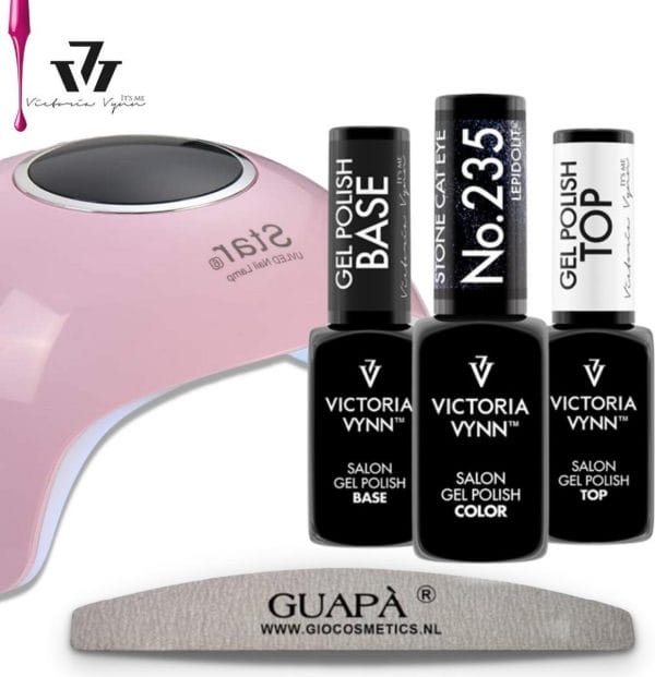 Victoria Vynn™ Gellak Starterspakket + Gellak Lamp | Gellak Base En Topcoat | Professionele Gellak Set | Cat Eye Gellak | Cat Eye Lepidolit 235