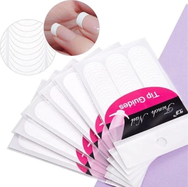 Voordeelpak french manicure tip guides nagel stickers - 5 x 48 stuks - nail art - kunstnagels - acryl & gel - nagelstickers voor nagellak gellak