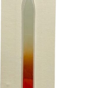 Wynie Accessories - Glasvijl / Glas nagelvijl - Transparant met oranje handvat - 14 cm. lang - 1 cm. breed - 2 mm. dik - 1 nagelvijl in blisterverpakking