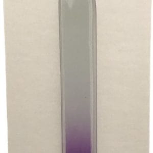 Wynie Accessories - Glasvijl / Glas nagelvijl - Transparant met paars handvat - 14 cm. lang - 1 cm. breed - 2 mm. dik - 1 nagelvijl in blisterverpakking