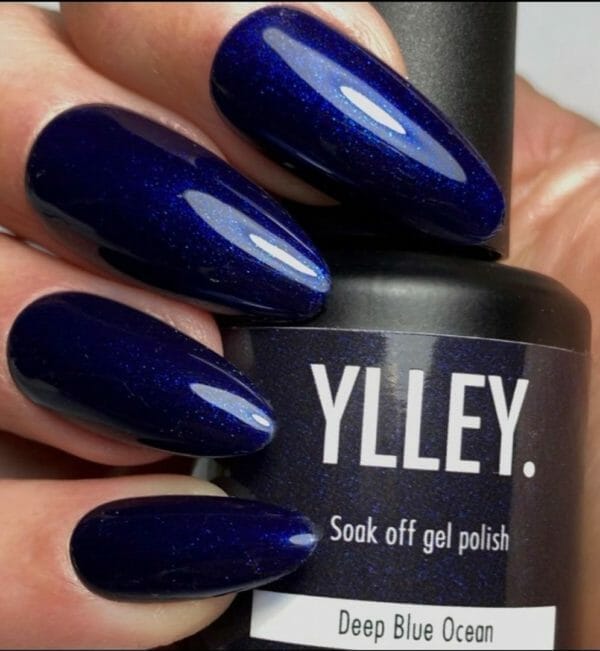 Ylley- donker blauwe gellak - glitter - uv led lamp - top coat - base coat