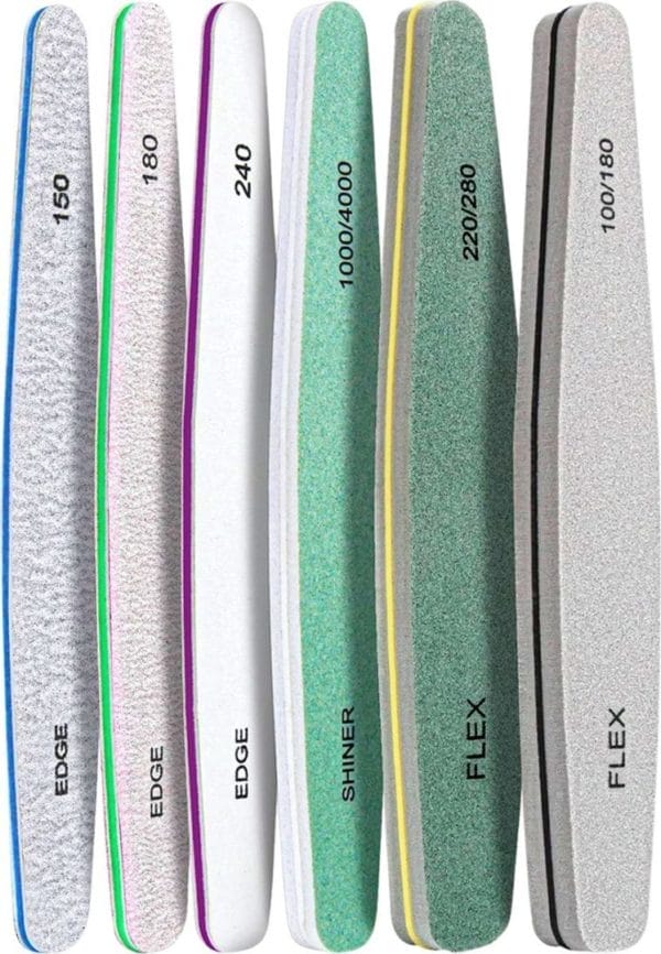 Yubbi 6 stuks nagelvijl zebra vijl - manicure set - buffer - polijsten - 100/180 grit - 150/180/240 grit - 1000/4000 grit - 220/280