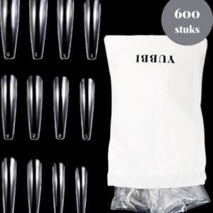 YUBBI Transparante Nagel Tips - 600 stuks - Coffin Shape - Nagel Verlenging - Nageltips voor Gel en Acrylnagels - Kunstnagels - Nepnagels - 12 maten