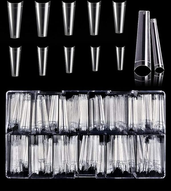 Yubbi™ transparante nagel tips - 500 stuks - coffin shape - nagel verlenging - nageltips voor gel en acrylnagels - kunstnagels - nepnagels - 10 maten