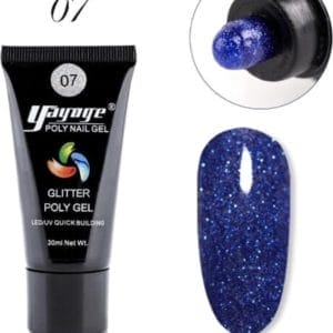 Yayoge - Polygel kleur blauw met zilver glitter - gelnagels kleur - polygel starterpakket - gelnagels starterspakket - gel nagellak - kunstnagels - nail art