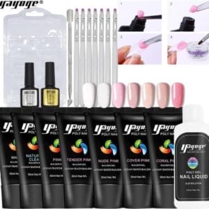 Yayoge- polygel kit met 7 kleuren polygelstarterskit kunstnagels