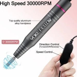 Yokefellow Elektrische Nagelboor 30000Rpm Professionele Elektrische Nagelvijlset Voor Acrylgel Nagels Manicure Pedicure Thuisgebruik